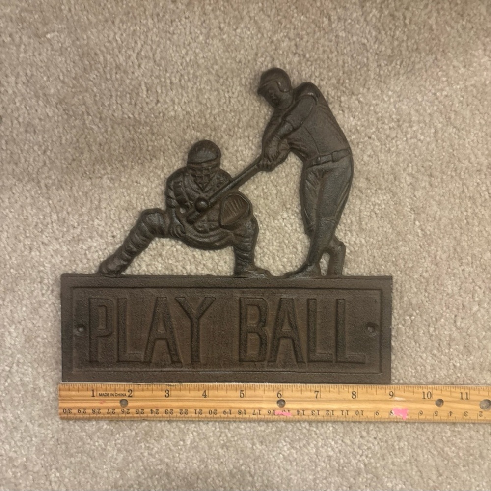 “Play Ball” Cast iron Baseball Wall Decor - Picture 2 of 5